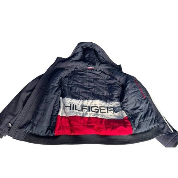 Tommy Hilfiger Men's Sz M Blue Softshell Bomber Full Zip Hooded Jacket - Picture 12 of 15